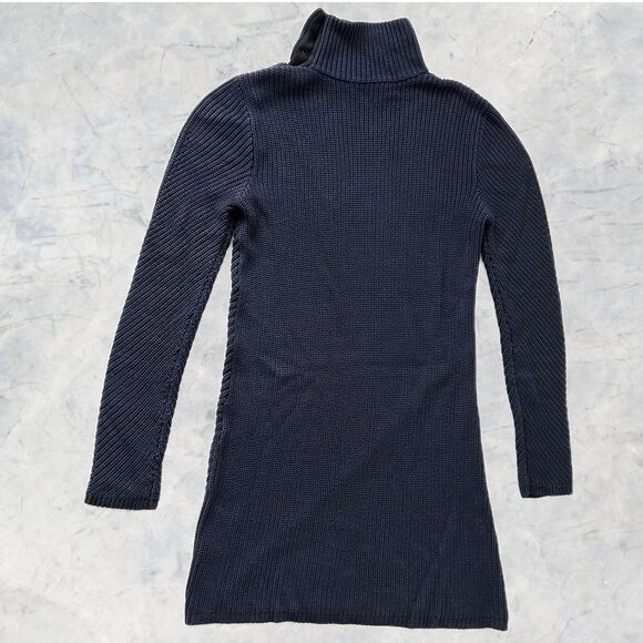 Tory Burch Brodie Tunic Sweater Dress Navy Blue Turtleneck Long Sleeve - Size XS - Picture 3 of 9